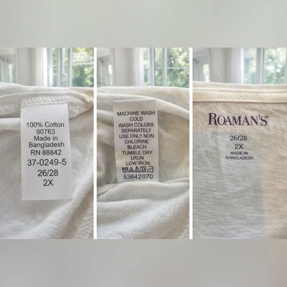 Roaman's White Ruffle Sleeve Short-Sleeve Tee 2X NWOT - Picture 3 of 4